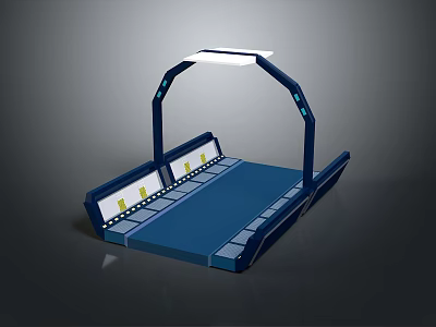 Modern Architectural Platform Structure With Blue Surface Arched Frame And Yellow Side Lights 3d model