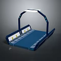 Modern Architectural Platform Structure With Blue Surface Arched Frame And Yellow Side Lights 3d model