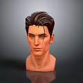Realistic Man 3D Head Model with Brown Hair and Detailed Facial Features