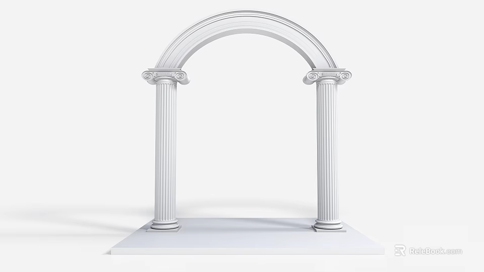 Classical Roman Columns With Arch And Decorative Capitals Architectural Design 3d model 