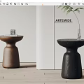 Modern artemide Side Table Solid Wood Side Round Small Coffee Table Vase 3d model