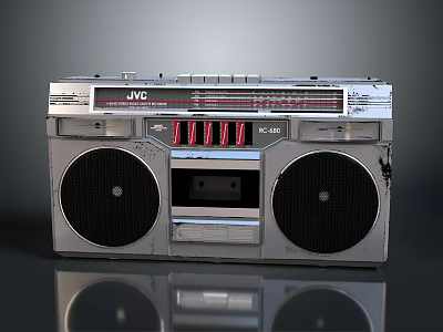 Vintage JVC Boombox With Dual Speakers Cassette Player Electronic Device 3d model