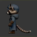 Adorable Raccoon Character Wearing Blue Coat Hat With Feather Red Vest Brown Boots