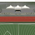 Open Air Public Sports Stadium With Covered Grandstand And Green Football Field 3d model