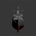 Military Water Transport With Gray Red Hull Upper Deck Radar Gear