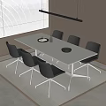 Modern Office Desk With Black Chairs And Minimalist Tabletop Items Under Ceiling Lamp And Blinds