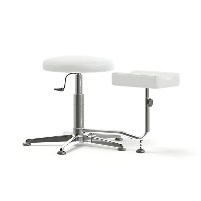 Modern Round And Square Stools With White Seats Metal Frames And Footrest 3d model