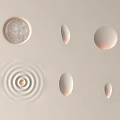 Modern Wall Lamps Featuring Circular And Oval Shapes On Beige Wall 3d model