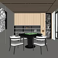 Modern Hotel Mahjong Room Interior With Green Mahjong Table Comfortable Chairs And Large Window