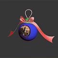 Festive Christmas Hat Decorated With Blue Ornament Ball And Red Bow Accent