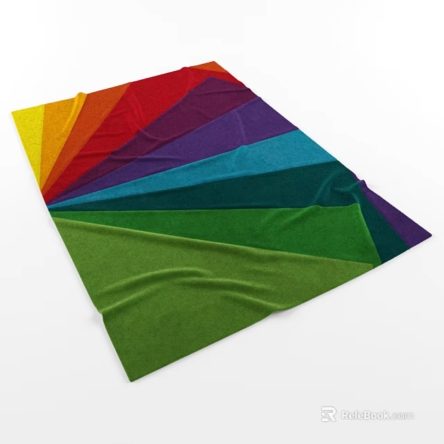 Vibrant Square Carpet With Rainbow Colors And Geometric Fan Pattern Design 3d model 