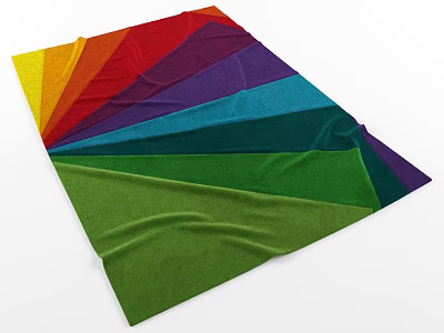 Vibrant Square Carpet With Rainbow Colors And Geometric Fan Pattern Design 3d model