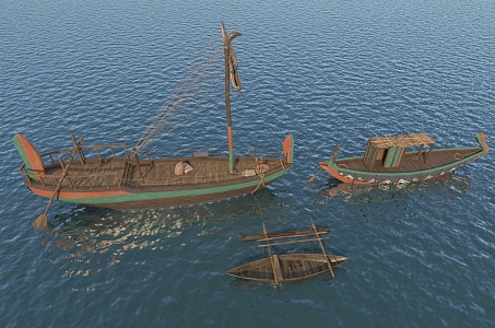 Middle East wooden boat sailing boat oar cargo ship 3d model