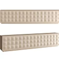 Modern Beige TV Stand With Square Button Tufted Panels And Long Rectangular Design 3d model