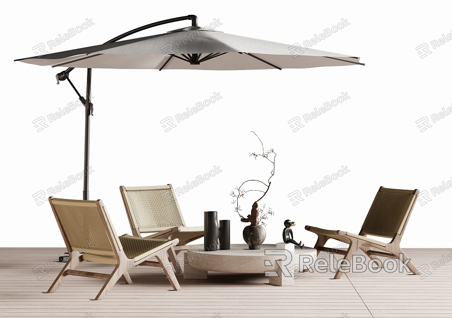 Outdoor Leisure Chair Outdoor Table and Chair Rattan Chair Sunshade model