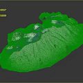 3D Garden Landscape Model With Mountainous Terrain Blue Water Bodies And Snowy Slopes