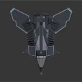 Futuristic Sci-Fi Spaceship 3D Model With Sleek Structure Blue Neon Lights And Transparent Cockpit