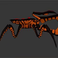 Mechanical Spider 3D Model With Black And Orange Body Red Accents And Long Legs