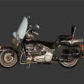 Classic Vintage Motorcycle With Black Leather Seat Windshield And Chrome Accents