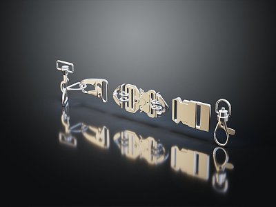 Modern keychain clasp 3d model