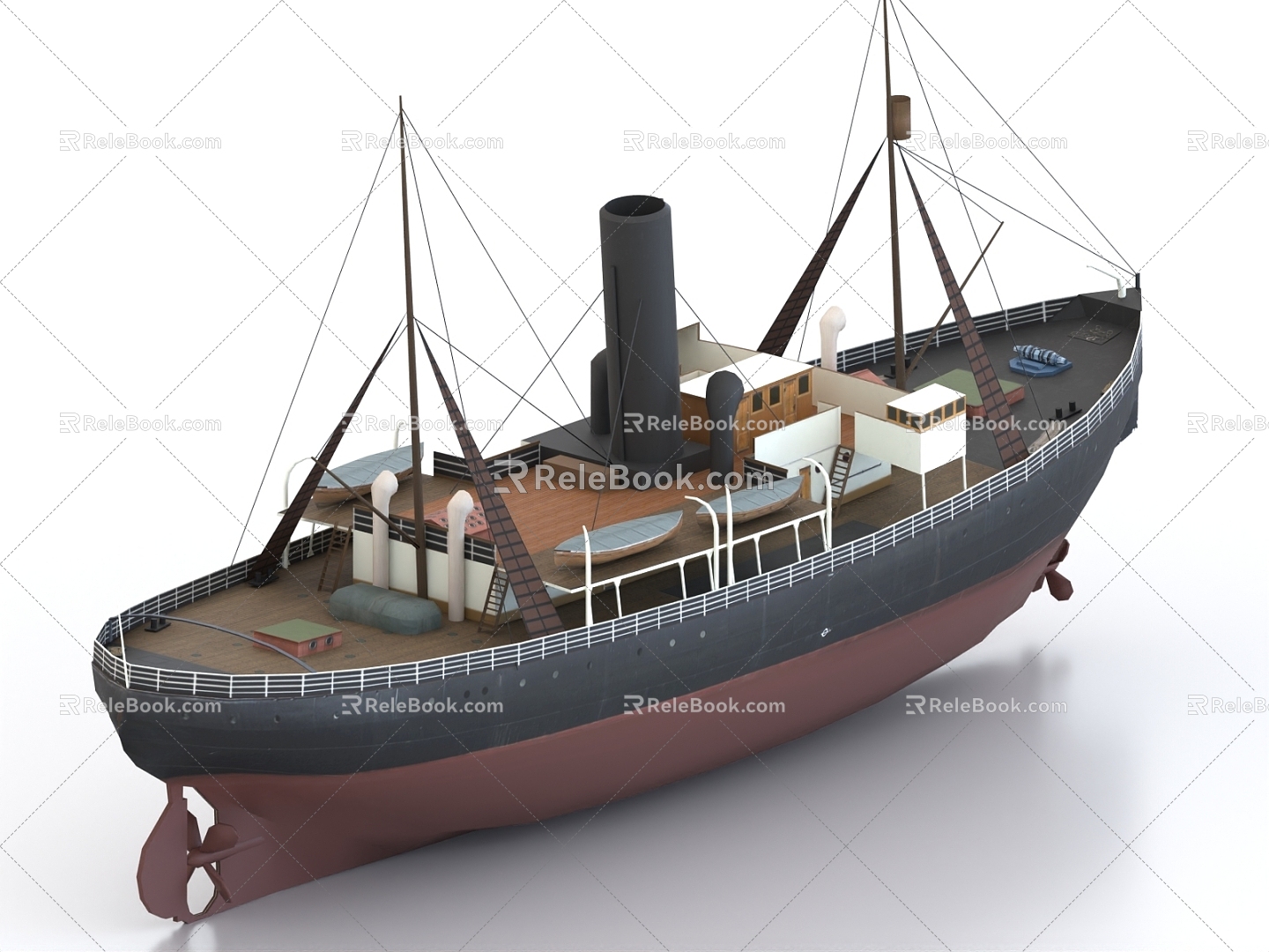 icebreaker wooden boat retro boat fishing boat 3d model