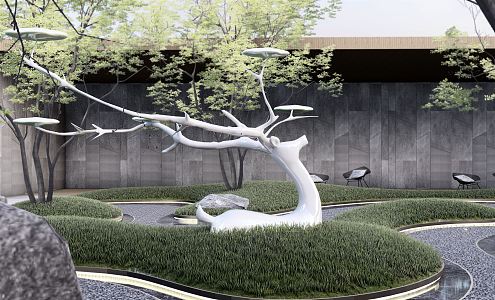 Modern City Sculpture Lawn Deer 3d model