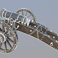 Antique Historical Cannon Weapon With Wooden Wheels And Metal Barrel