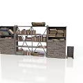 Functional Bookshelves And File Cabinets Filled With Books And Documents 3d model