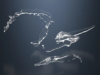 Artistic Transparent Water Droplets In Dynamic Flowing Motion On Dark Background 3d model