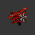 Red Biplane Model With White Clover Design And Lucky Text On Body