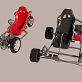 Two Go Karts With Red And Black Seats Open Frame Structure And Wheels 3d model