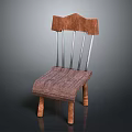 Rustic Wooden Chair With Curved Backrest And Spindle Supports For Home Decor