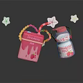 Cute Pink Strawberry Juice Box With Straw And Milk Bottle Star Decorations