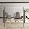 Modern Office Interior Design With Glass Partition Desk Chairs And Plant