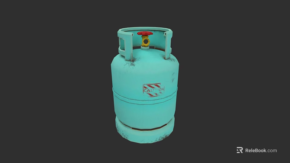 Industrial Equipment Blue Gas Cylinder With Red Valve For Industrial Applications 3d model 