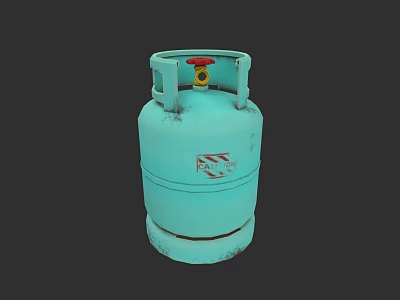 Industrial Equipment Blue Gas Cylinder With Red Valve For Industrial Applications 3d model