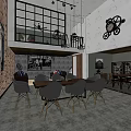 Industrial Style Public Office Space With Brick Walls Metal Frames And Hanging Lights