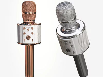 Dual Handheld Microphones Copper And Silver With Control Buttons For Daily Use 3d model