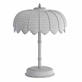 Elegant Petal Shaped Green Glass Table Lamp With Golden Pole And Base