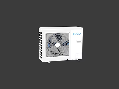 White Air Conditioner Fan With Grille Design And Efficient Cooling Blades 3d model