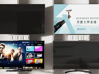 Modern Smart TV Wall Mounted Displaying Business Report And Entertainment Apps 3d model