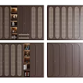 Modern Dark Brown Wardrobe With Multiple Glass Doors And Storage Shelves