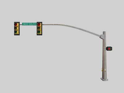 Outdoor Light Fixture With Traffic Lights Street Sign And Camera On Pole 3d model