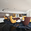 Company lobby sofa combination service desk background wall 3d model
