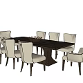Modern Rectangular Dining Table Set With Black Tabletop White Chairs And Blue Legs 3d model