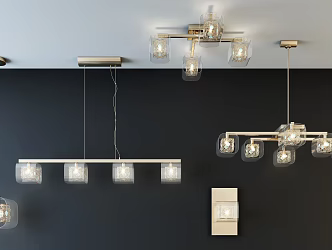Modern lamp combination fashion simple metal crystal chandelier combination 3d model