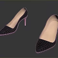 Black Fabric Pointed Toe High Heels With Red Stiletto Heel For Daily Use