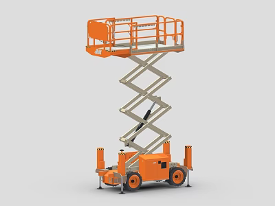 Orange Mobile Scissor Lift Industrial Aerial Work Platform With Hydraulic Structure 3d model