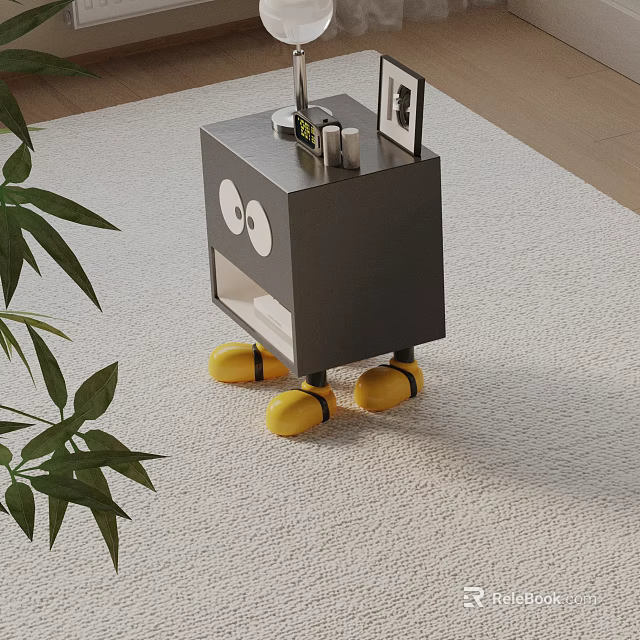 Playful Modern Nightstand With Eye Design Yellow Legs For Bedroom Decor 3d model 