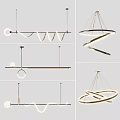 Sleek Modern Chandeliers With Curved Spiral Ring Designs And LED Lighting For Interior Spaces